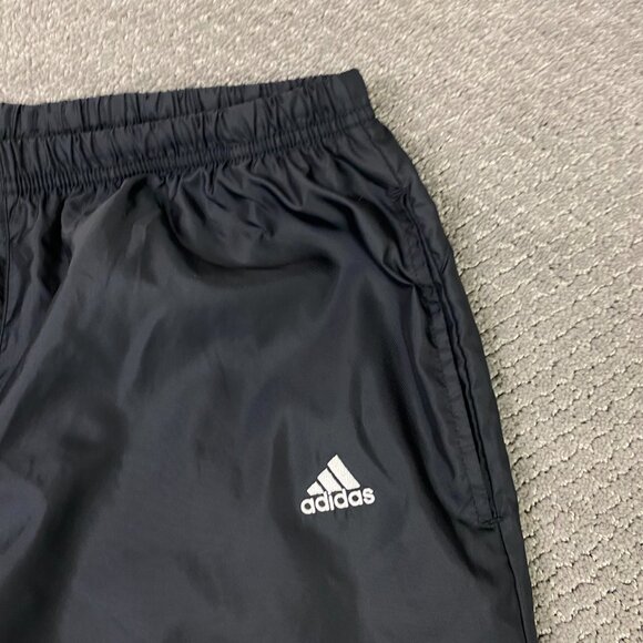 Vintage Y2K Adidas Windbreaker Track Pants Men's Medium Black Nylon Ankle Zip - Picture 3 of 16